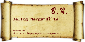 Ballog Margaréta névjegykártya